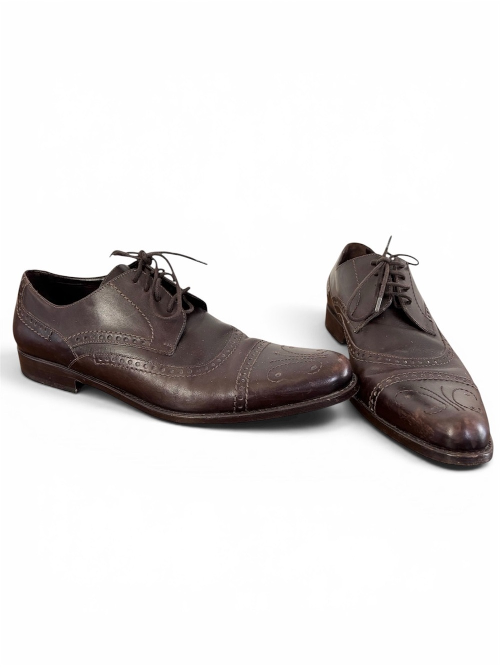 Dolce & Gabbana Dark Brown Leather Wingtip Derbys Oxfords